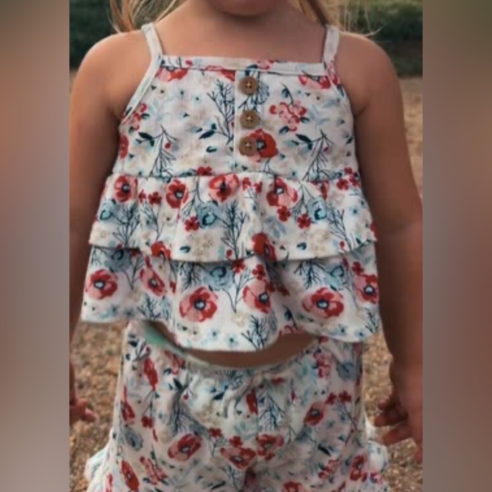 Catherine Malandrino Red and Blue Ruffle Floral 2 piece